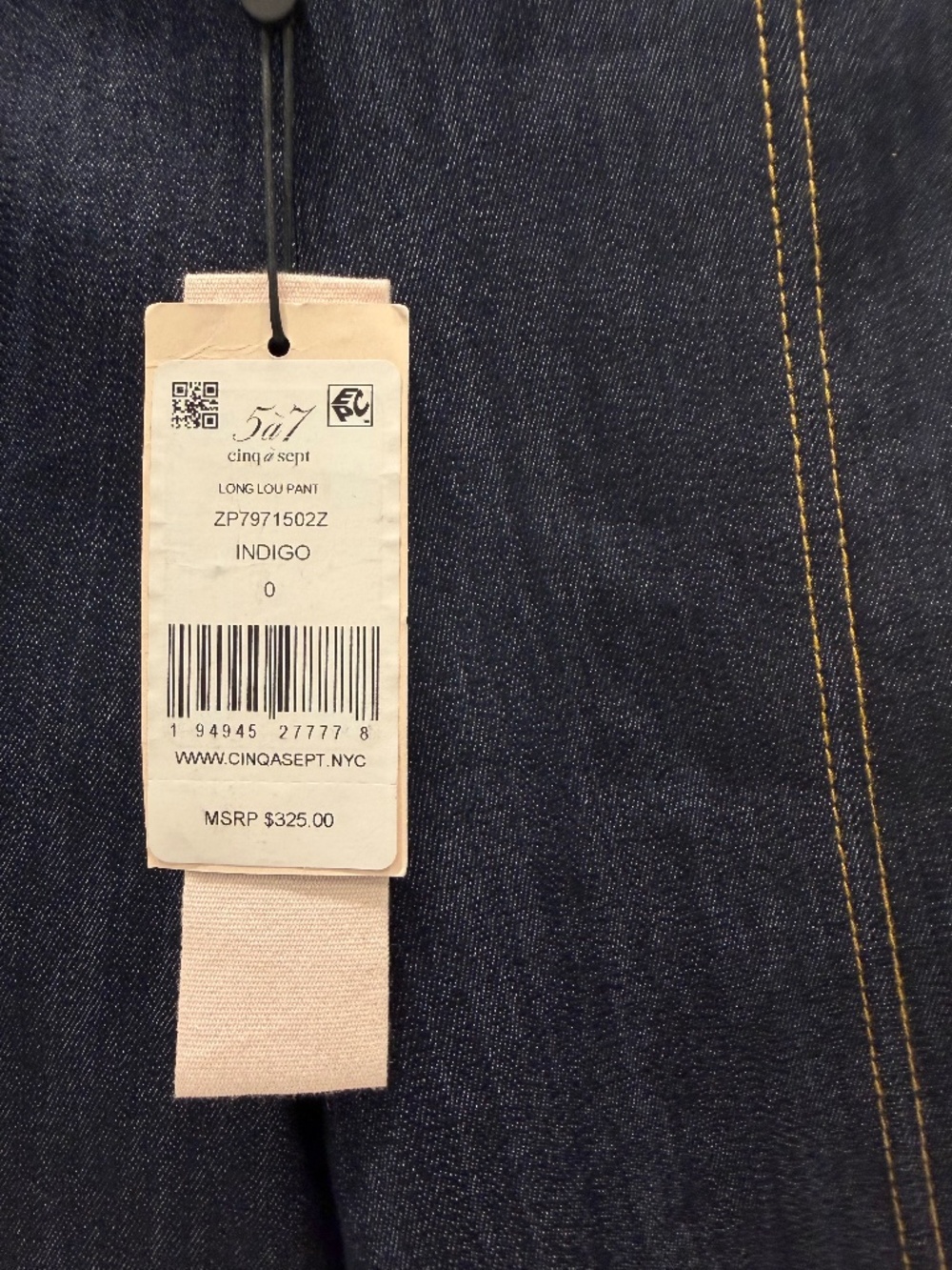 Cinq A Sept Denim jean, side zip, flare, size 0